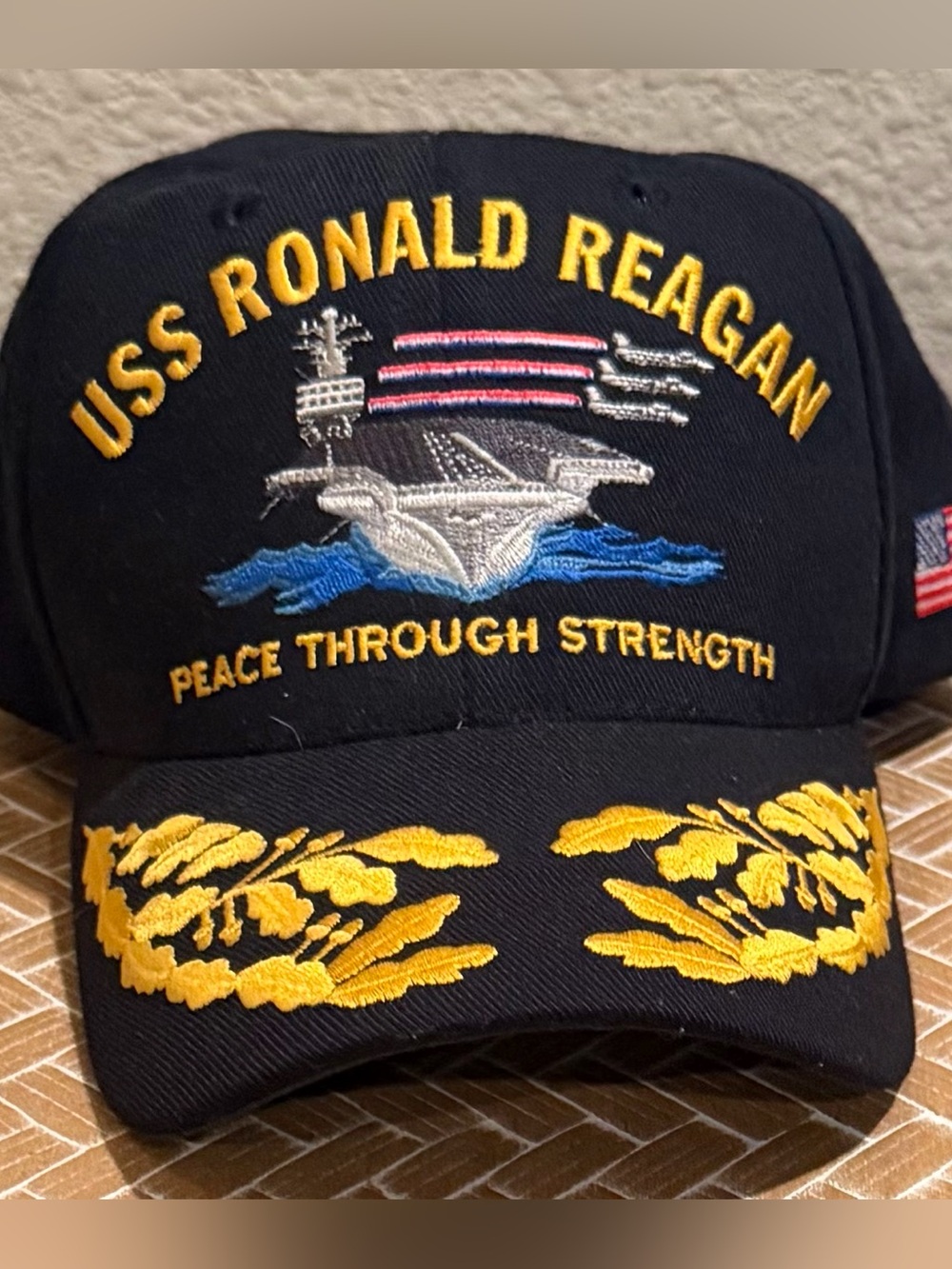 USS Ronald Reagan Peace Through Strength Military Embroidered Cap